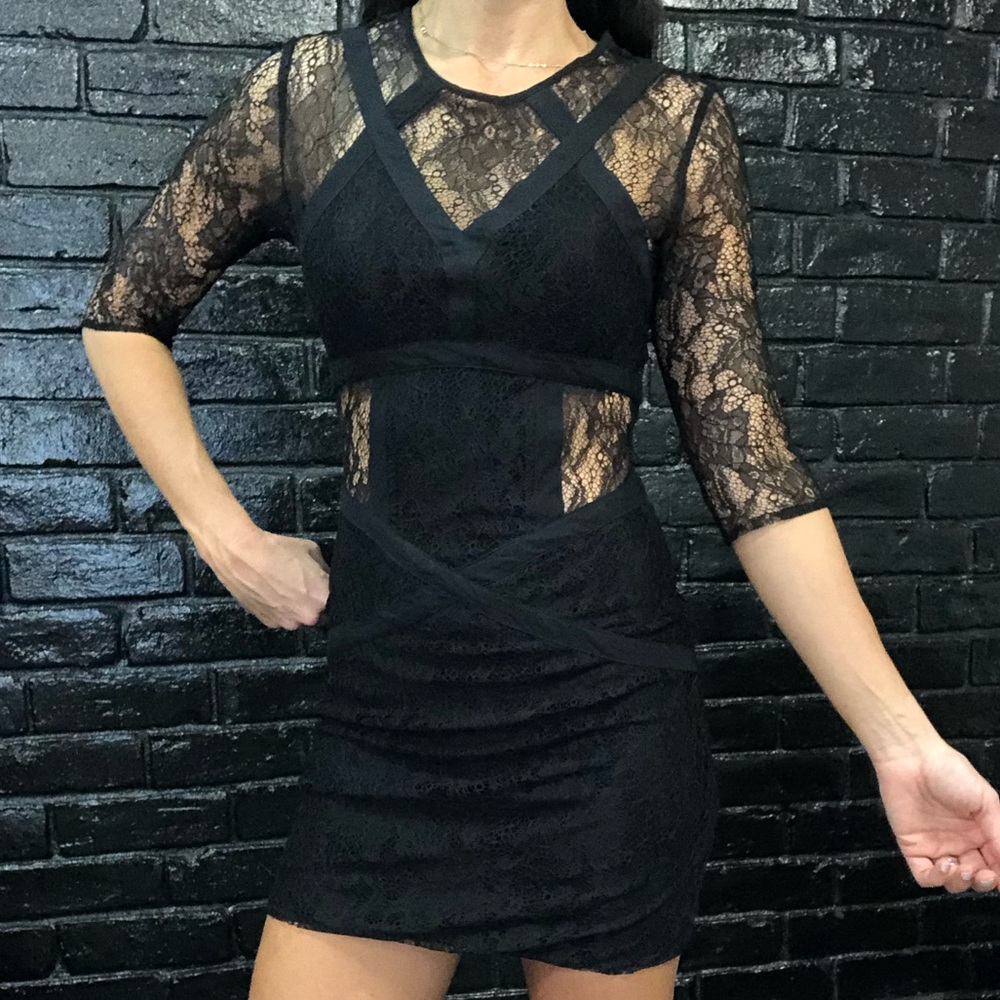 All Saints Black Lace Neely Dress